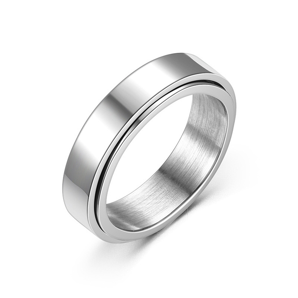 Jual Anxiety Fidget Spinner Rings Black Silver Color Stainless Steel ...