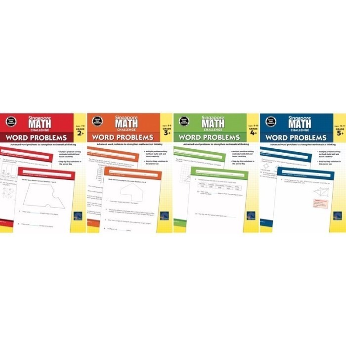 Jual BUKU CETAK Singapore MATH Challenge & Word Problems Grades 2+ 3+ 4 ...