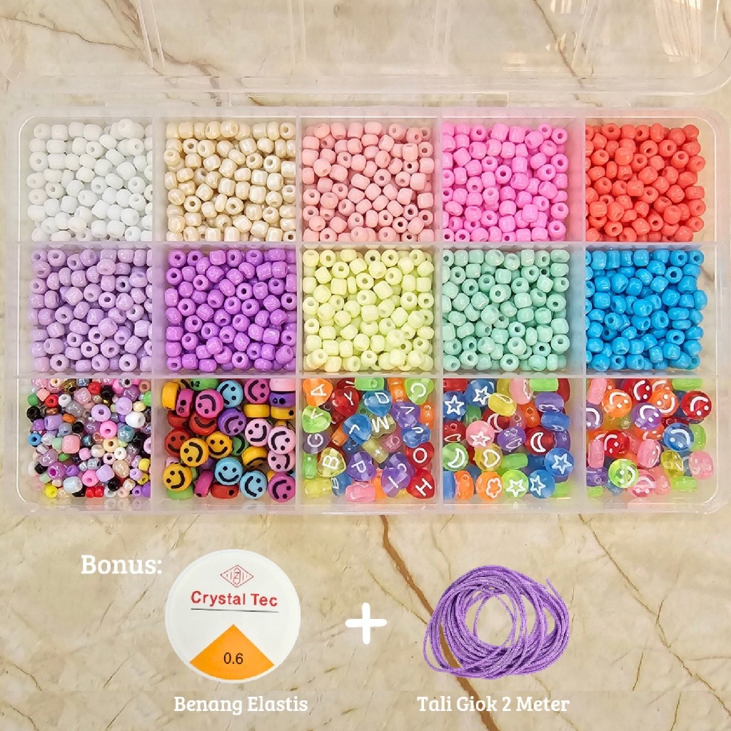 Jual Manik Manik Murah Lucu 1 Box DIY Beads - SM012 / Bahan