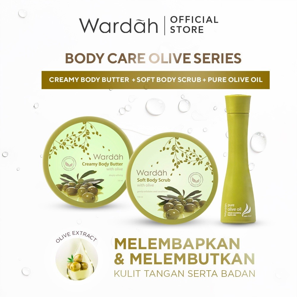Wardah Body Care Olive Series - Body Scrub, Body Butter, Pure Oil - Natural Halal Melembabkan