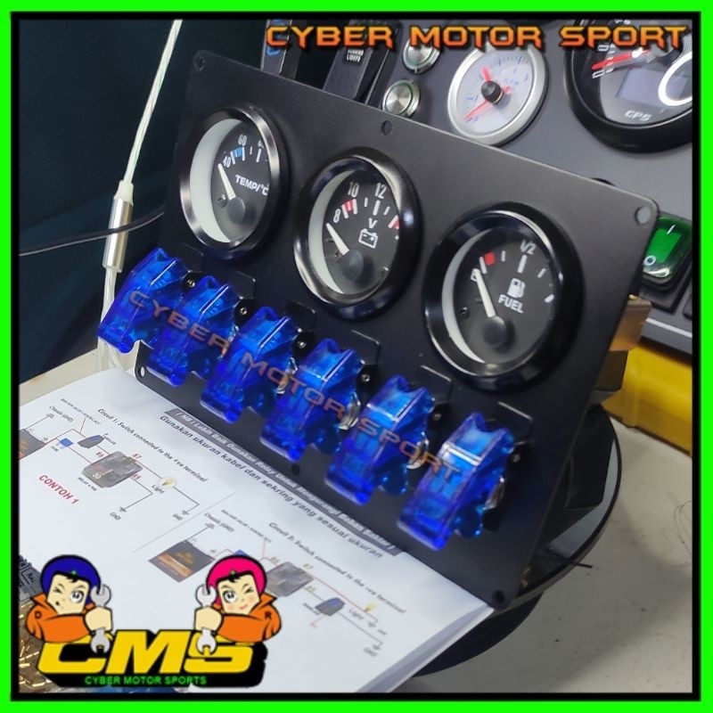 Jual Indikator mobil Temperature plus fuel meter universal ampere ...