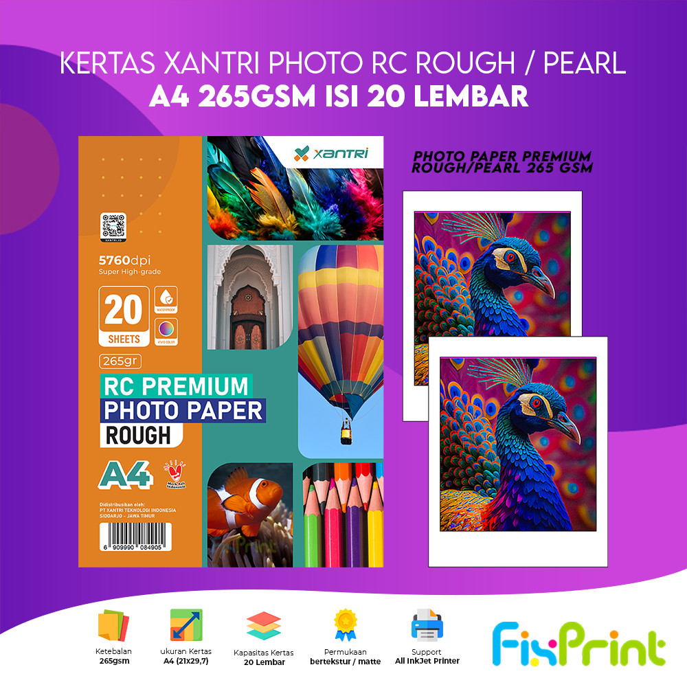Jual Kertas Xantri Photo RC Resin Coated Rough Wove Satin Glossy Photo ...