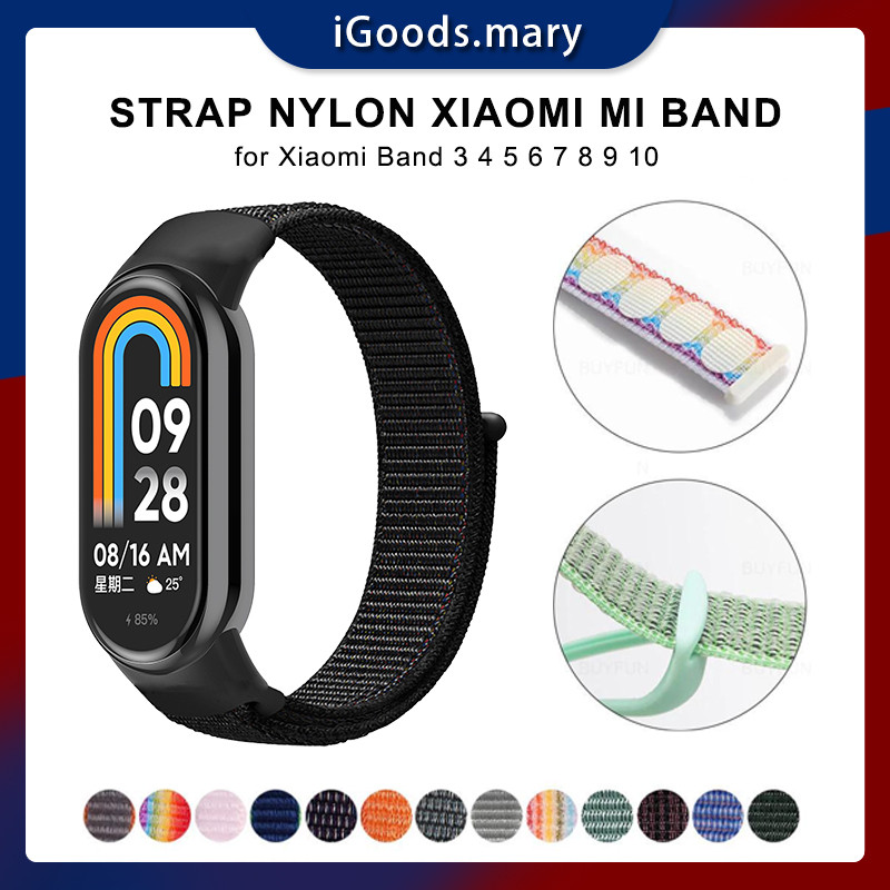 Mi Band 10 Gelang Olahraga Tali Nylon Strap Xiaomi Miband 3/4  Tali Nilon Velcro Band