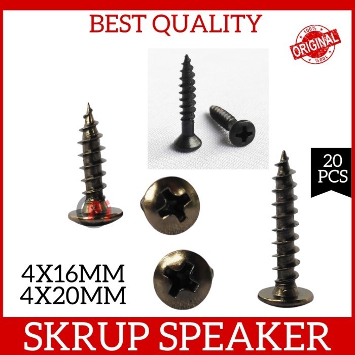 Jual Isi 20 Pcs Skrup Speaker Box 4 x 16mm 20mm Model Baut Cacing ...