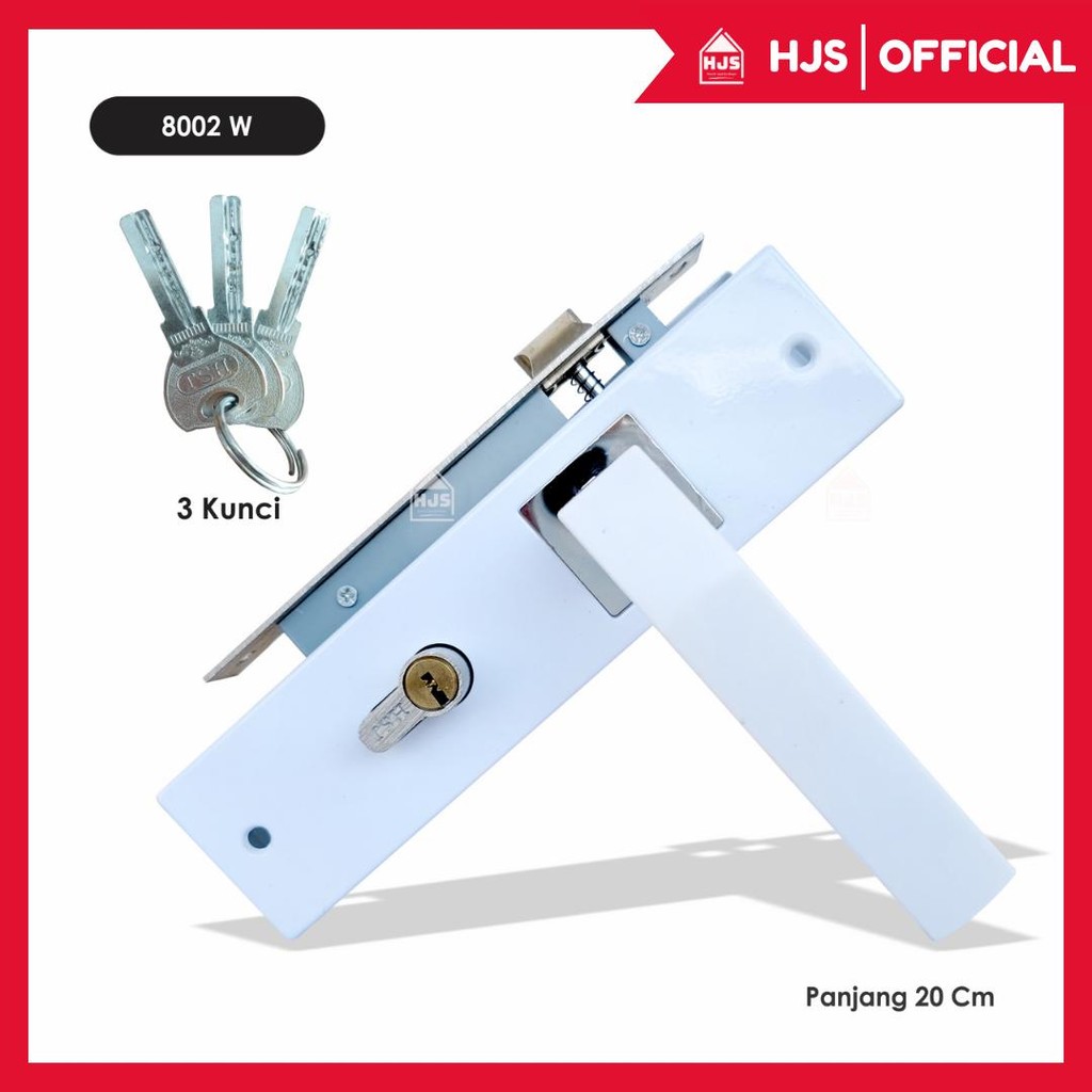 Jual [HJS] Handle Set Pintu Tanggung Putih HSJ Kotak - Gagang Pintu ...