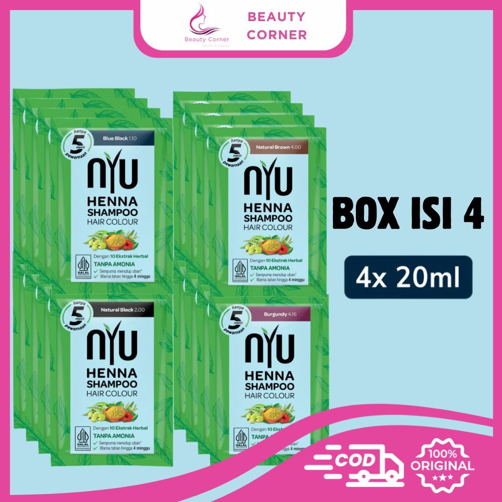 Jual [BOX ISI 4] NYU Henna Shampoo Hair Colour Sachet | Shopee Indonesia