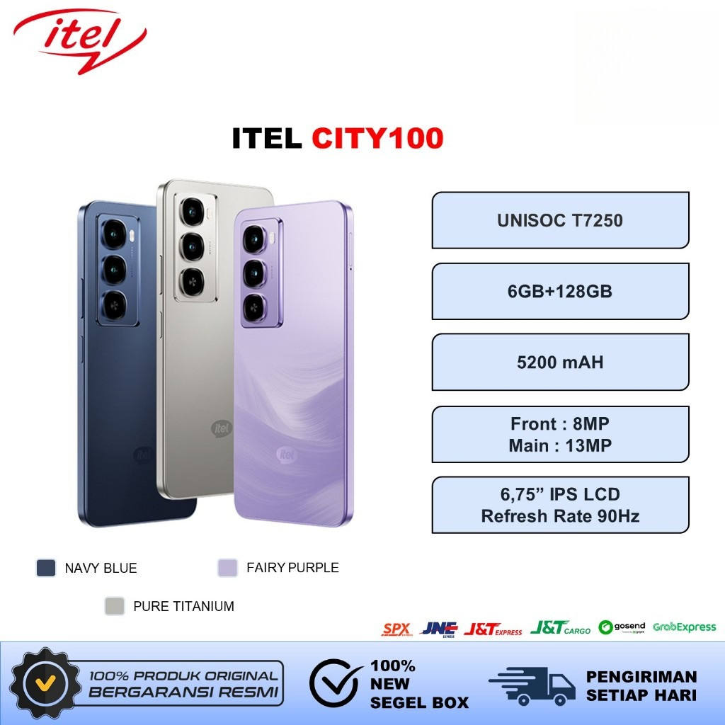 Jual ITEL CITY100 6GB + 128GB PURPLE / TITANIUM (BOX CHA + SCR ...