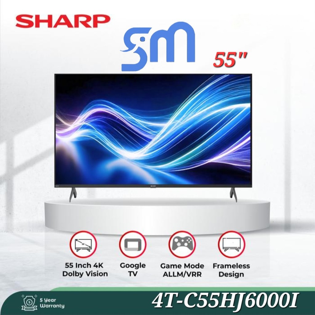 Jual LED TV Sharp 55 inch 4T-C55HJ6000I Resolusi 4K UHD Google TV ...