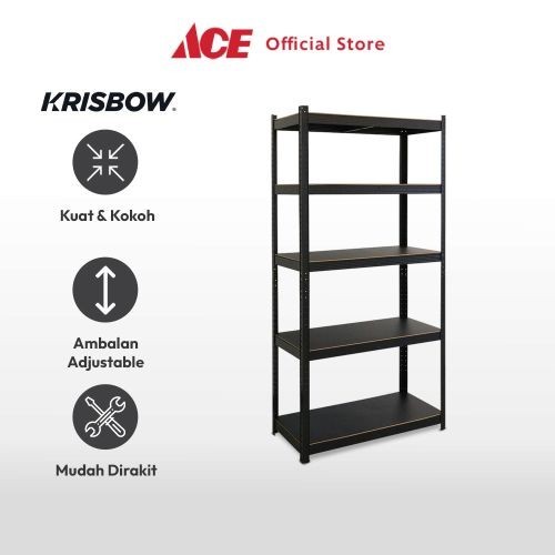 Jual Ace Krisbow 90X30X180 Cm Rak Besi 5 Tingkat - Hitam Storage Rack ...