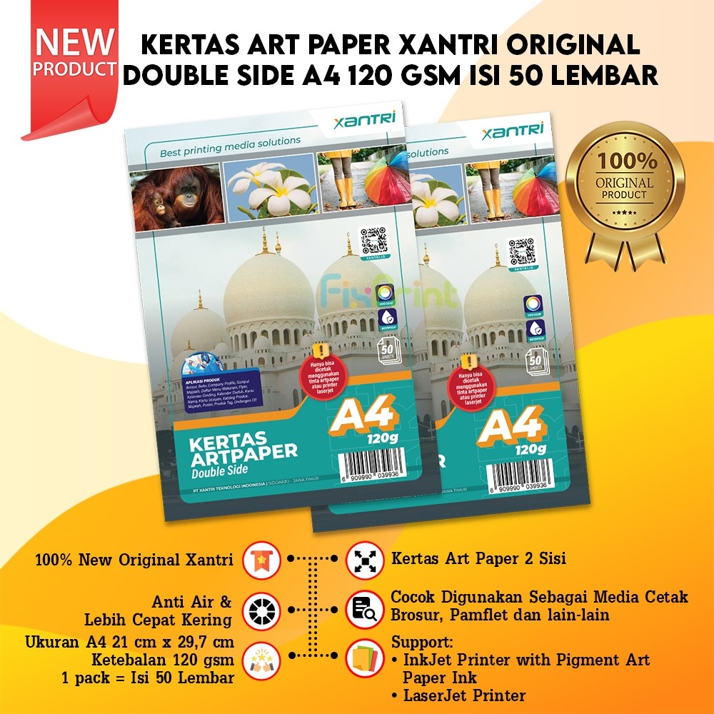 Jual Kertas Art Paper size A4 A5 ketebalan 120gsm isi 50lembar 210gsm