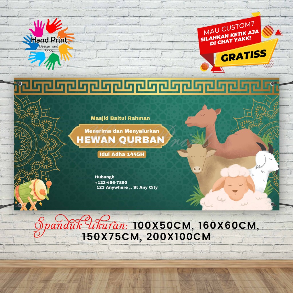 Jual Cetak Spanduk Banner Idul Adha Hijau Unta MMT Spanduk Custom ...