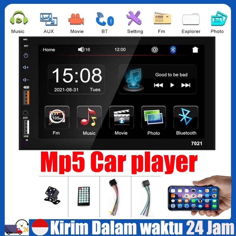 Stok Tersedia COD - 7 Inch Double Din Head Unit MP5 Player Touch Screen Bluetooth 7021 7018B 7010B