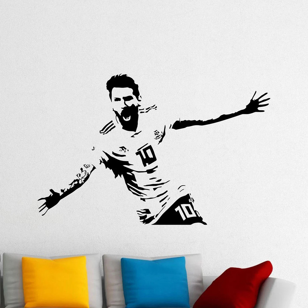 Jual Messi Wall Decal Vinyl Sticker Football Wall Decor Soccer Player ...