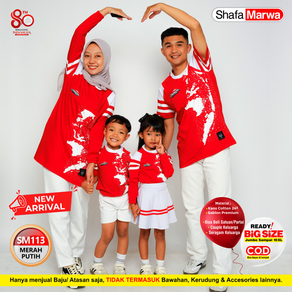 Jual KAYDEN STORE Shafamarwa Kaos Merah Putih Agustusan - Baju Seragam ...