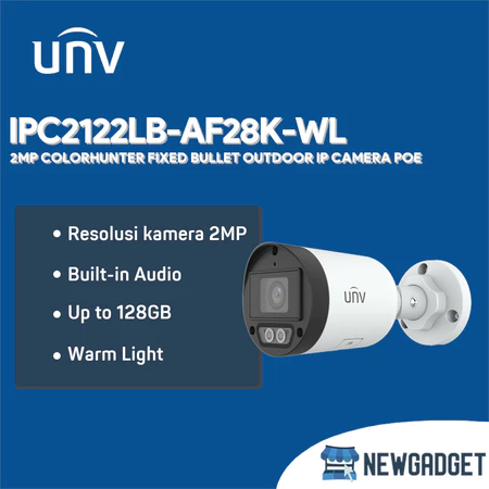 UNV IPC2122LB-AF28K-WL 2MP COLORHUNTER FIXED BULLET OUTDOOR IP CAMERA POE