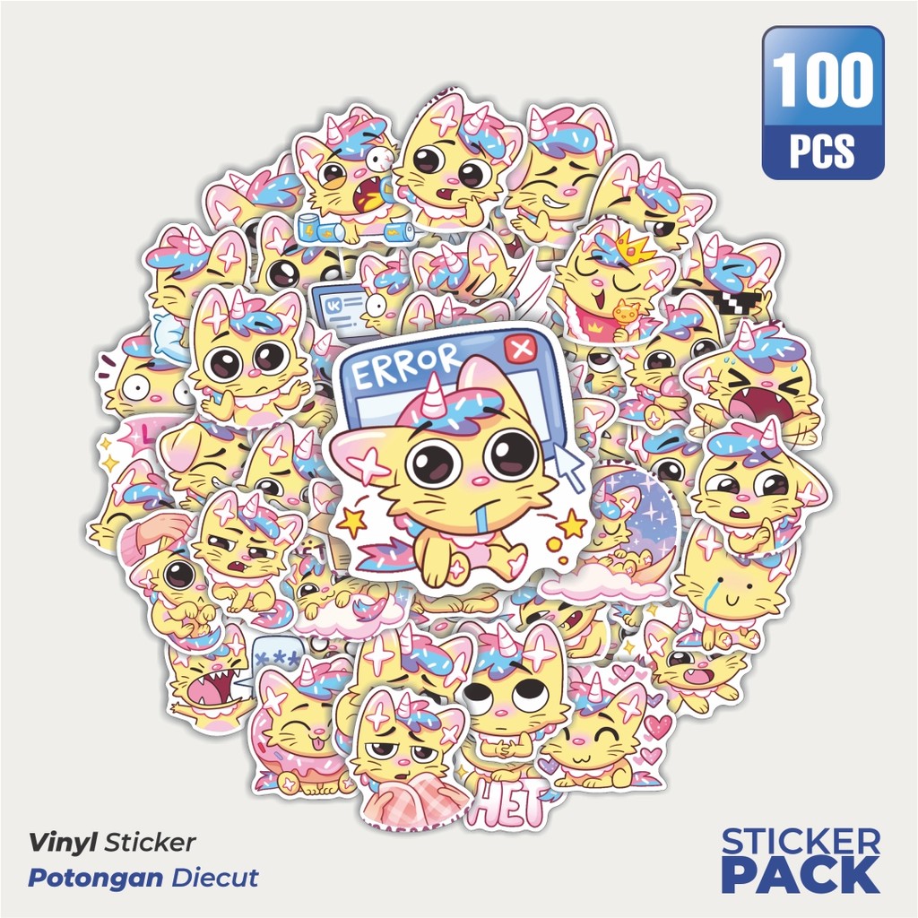 Jual Super Hemat! 100 PCS Stiker Kucing Lucu Candy Cat Waterproof ...