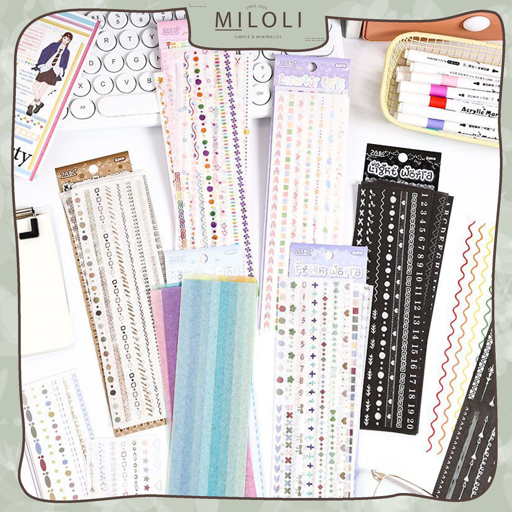 Jual [MILOLI] 6Pcs BOUNDARY STRIP LOVELY Colorful Sticker DIY Diary