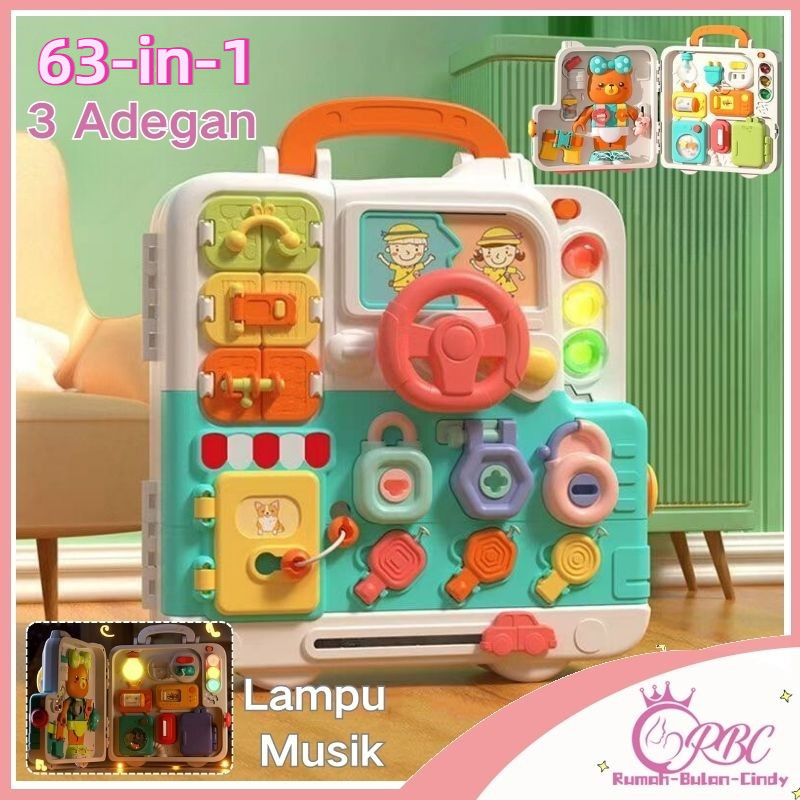 Jual [Penjual Lokal] Sensory Play Mobil 63-IN-1 Sensory Board Bayi ...