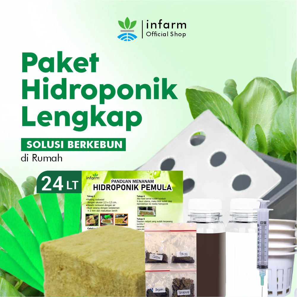 INFARM - Paket Hidroponik 24 Lubang Premium Lengkap Plus Bonus Paket Hidro Lengkap dengan Benih Free Benih 4 Macam Paket Langsung Kebun Hidro Bak dan Penutup Premium Tahan Lama Bisa di Pakai Berkali Kali Untuk Hidroponik Paket Free Benih Sayur Lengkap