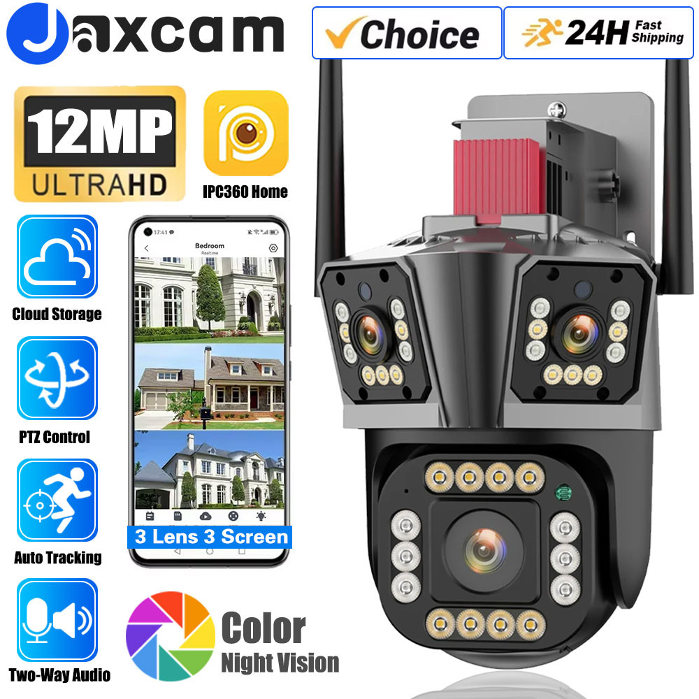 Jual 6K WiFi Camera Outdoor Three Lens Three Screen 360° CCTV Auto ...