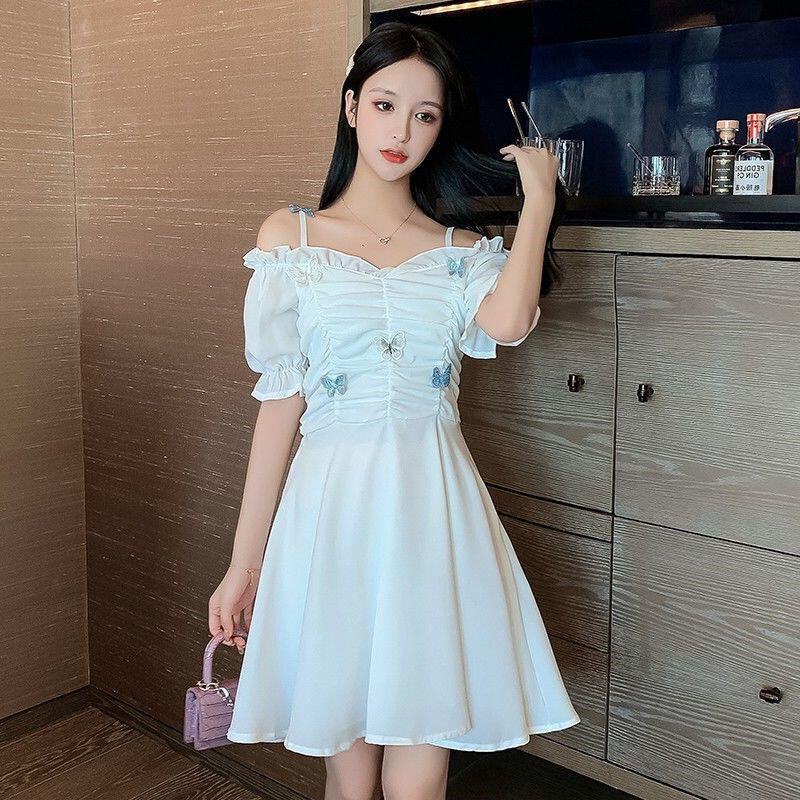 Jual 966 gaun kupu kupu putih wisuda pendek graduation plus size summer ...