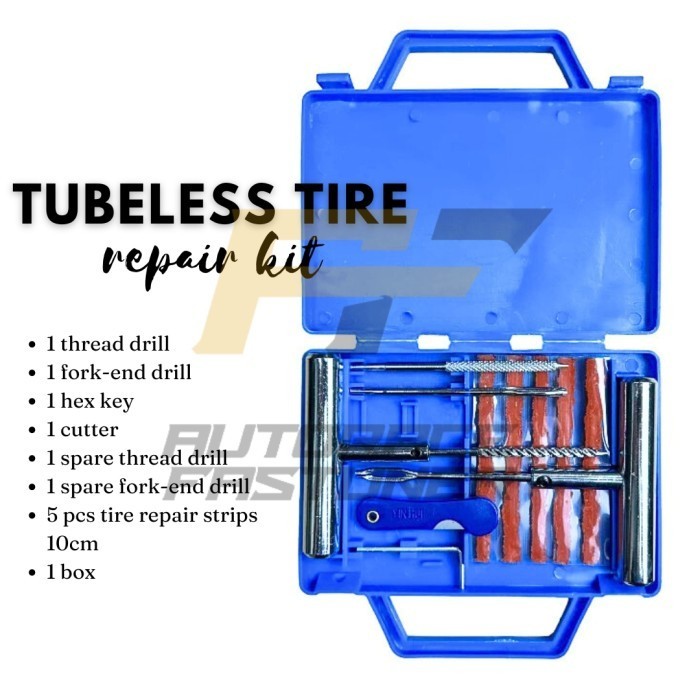 Jual Alat Tambal Ban Tubles Set 11 pcs Tubeless Tire Repair Kit Box
