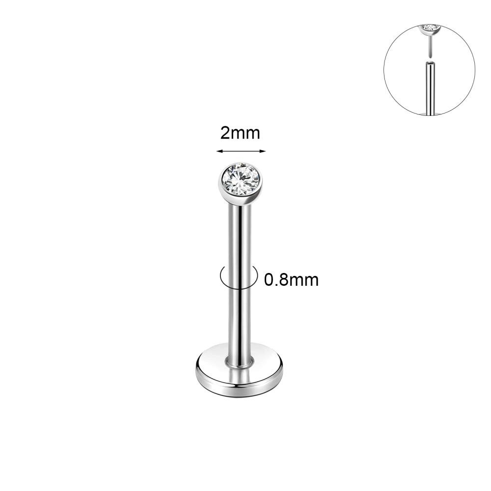 Jual PC 16G/18G/20G Crystal Stainless Steel Lip Stud Plug-in