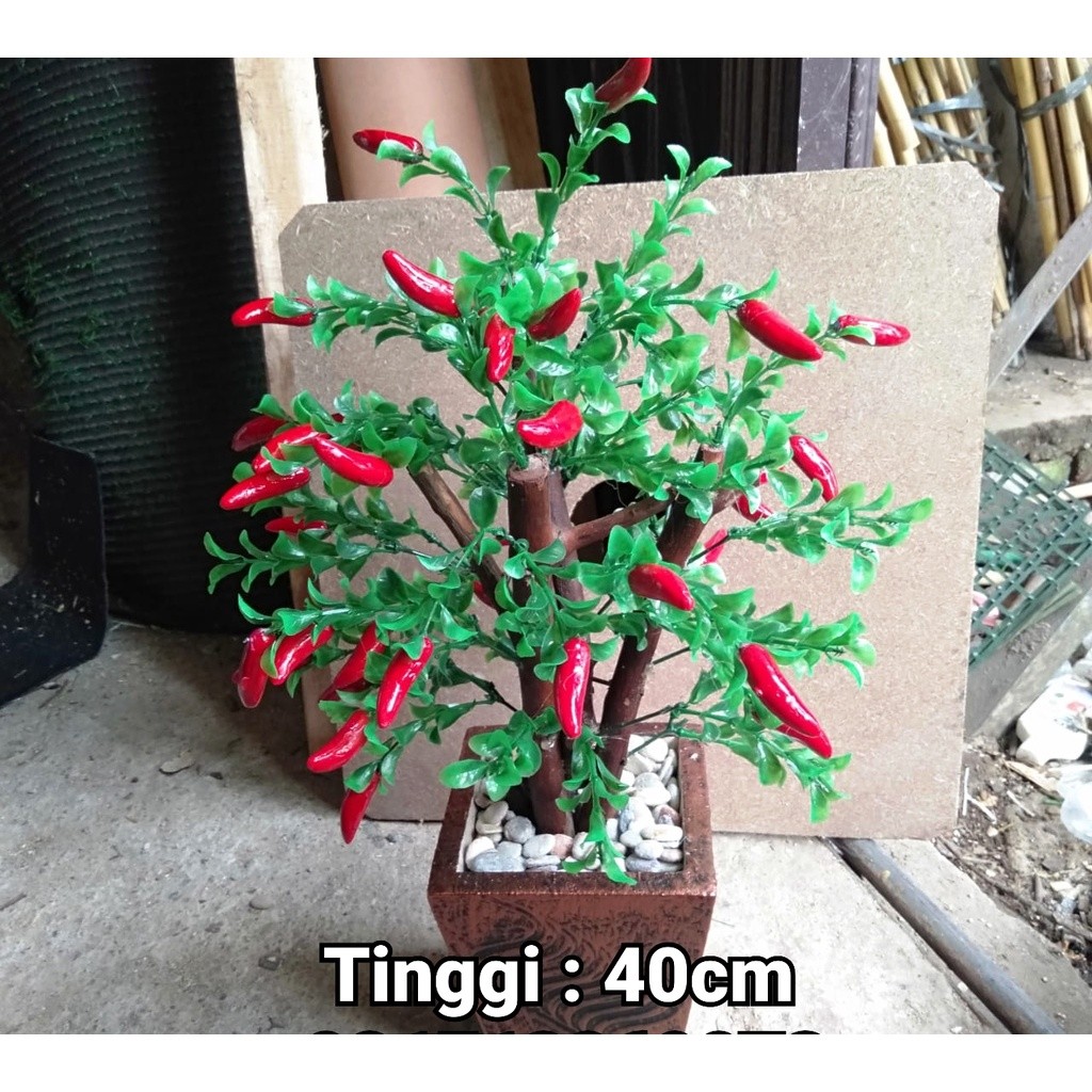 Jual Pohon Cabe Mini Plastik Artificial Palsu Tinggi 40 cm/Bonsai Mini ...