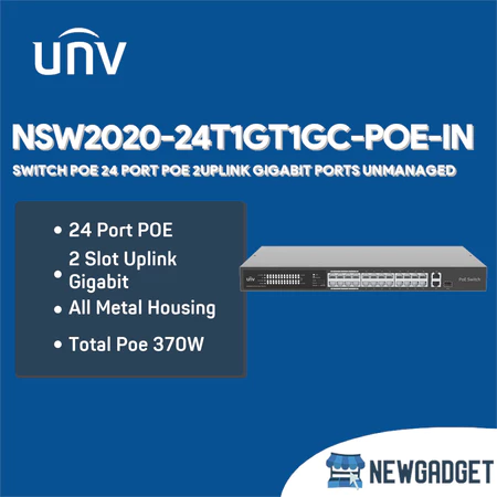 UNV NSW2020-24T1GT1GC-POE-IN SWITCH POE 24 PORT POE 2UPLINK GIGABIT PORTS UNMANAGED