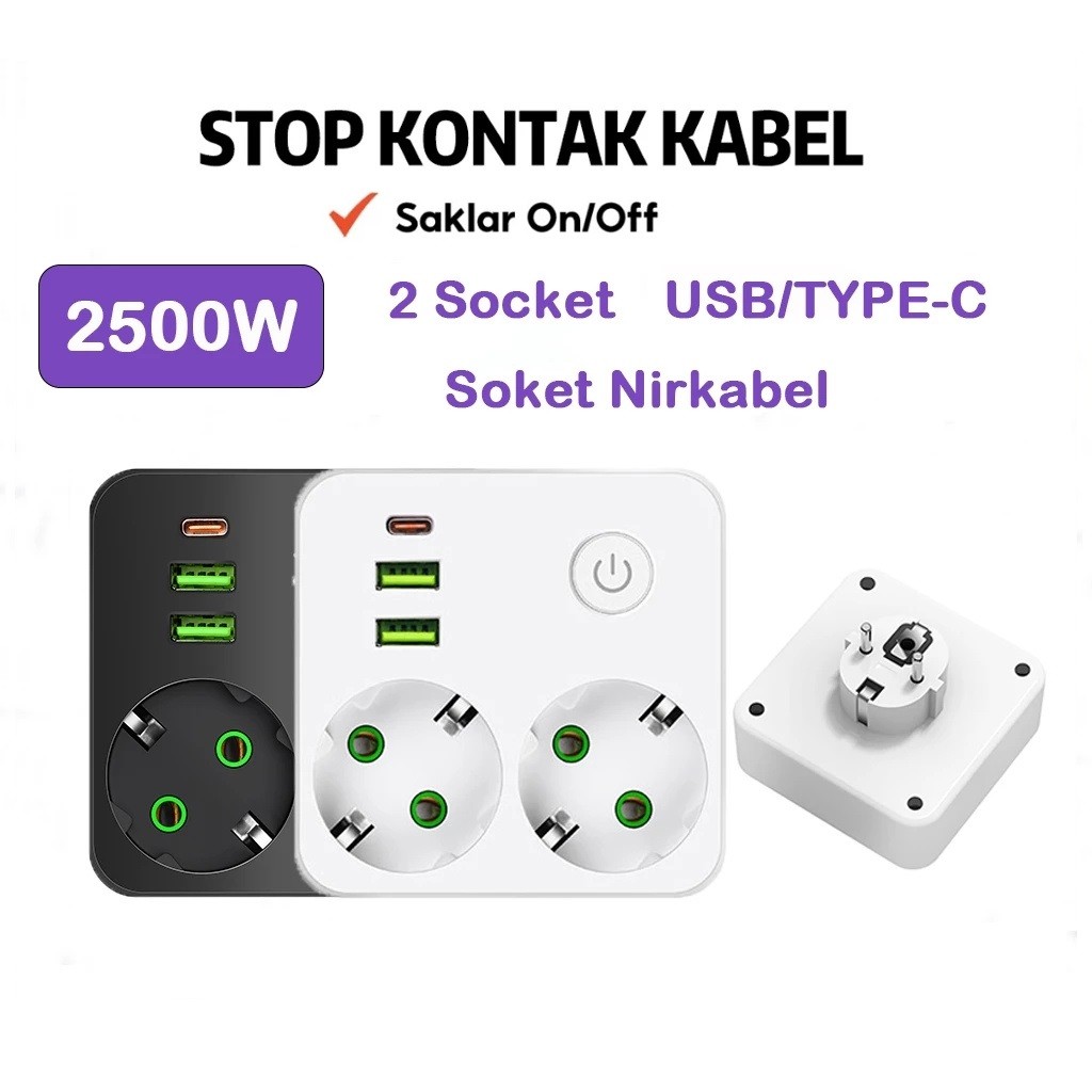 Jual Powerport 2500W 4Socket+USB Power Strip Power Socket stop kontak ...