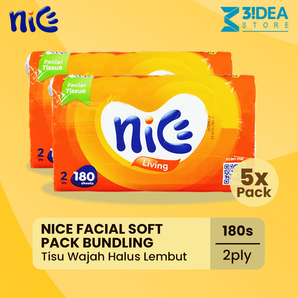 Jual [5 Pack] Nice Facial Tissue Soft Pack 180 Sheets - Tisu Wajah ...