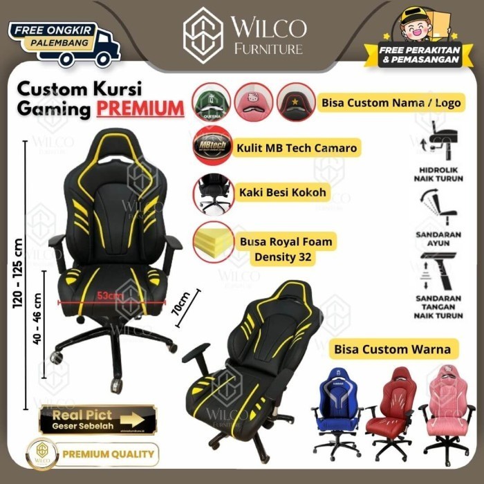 Jual Custom Kursi Gaming Premium Palembang / Custom Logo Kursi Kantor