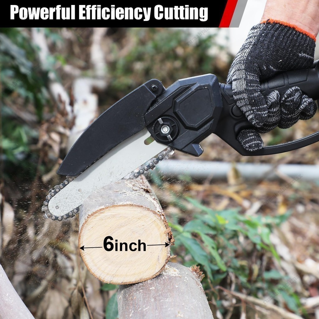 Jual 6 Inch Gergaji Listrik Mini Chainsaw 2 Baterai Mesin Potong Kayu ...