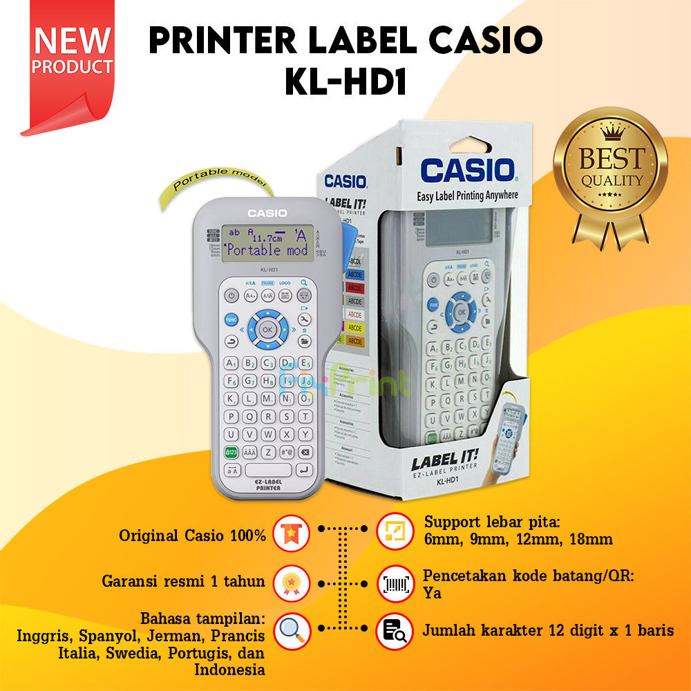Jual Casio Label Printer KL-HD1 Mesin Labeling Printer Garansi Original ...