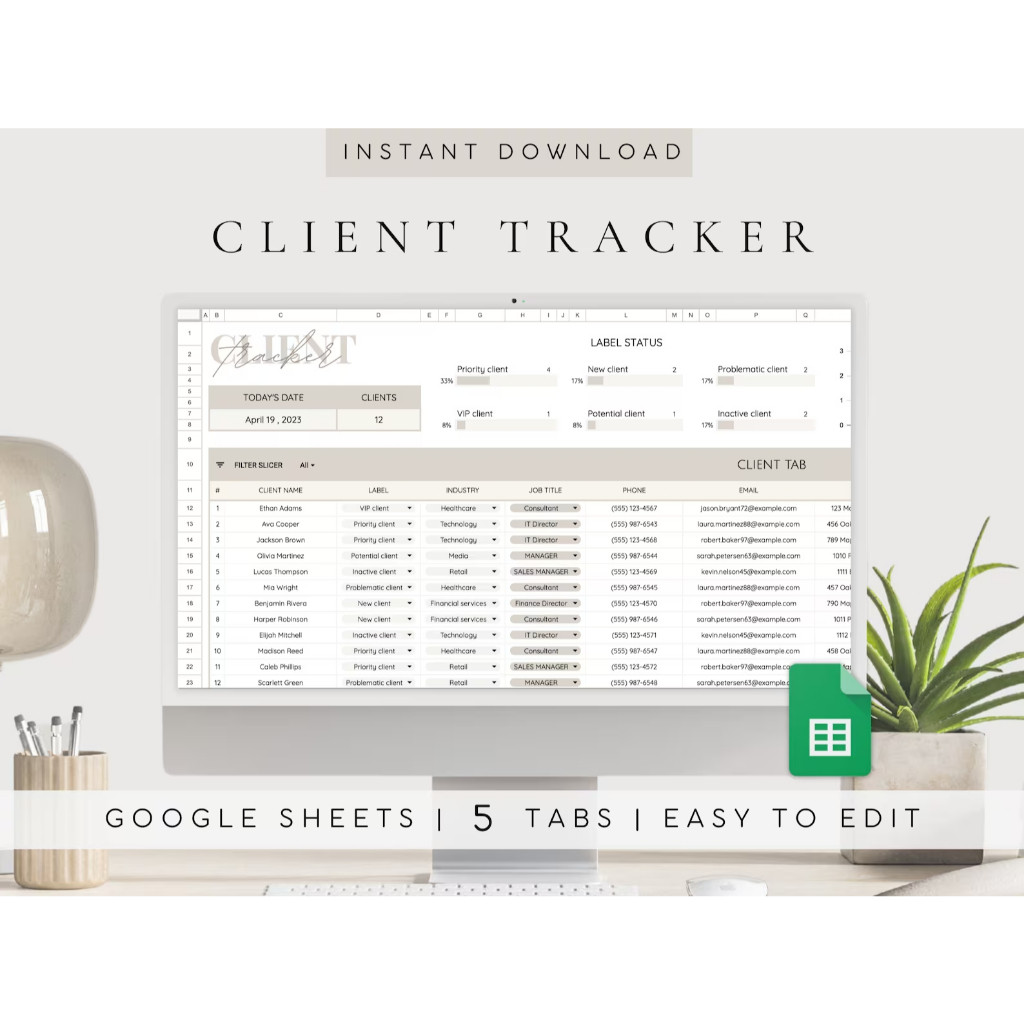 Jual Client Tracker Google Sheets Template | Client Management ...