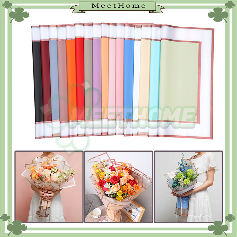 Jual Transparent Gold Frame Cellophane/Double List Flower Wrapping ...