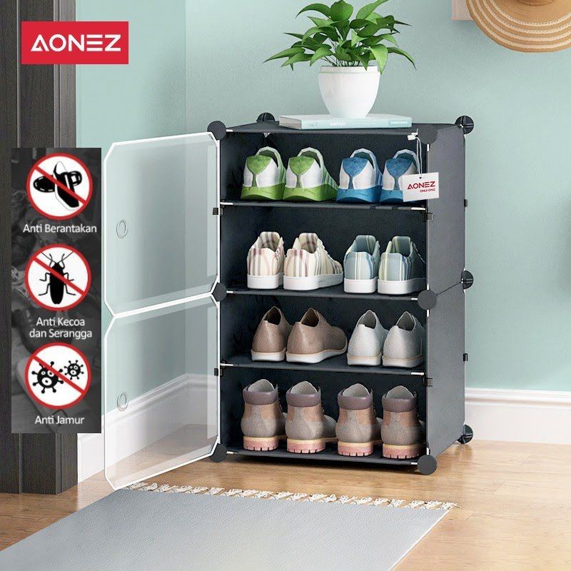 Jual (GS) Rak Sepatu Anti Debu 4 Layer Tebal Shoes Rack Portable ...