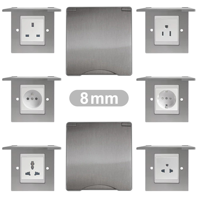 Jual 13A Stainless Steel Panel Socket 1 Gang 2 Gang Switch Wall Panel ...