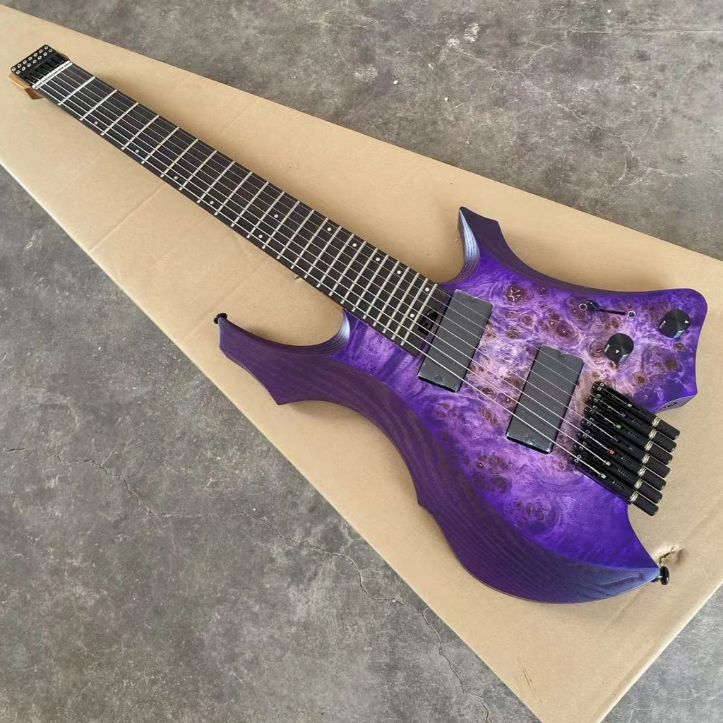 Jual 7 String Purple Headless Electric Guitar, Fanned Frets, Active ...