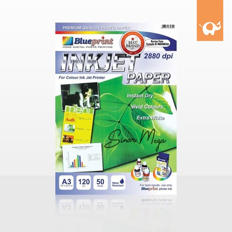 Jual Blueprint Inkjet Paper A3 120 gr/gsm 50 Sheets / Kertas Printer ...