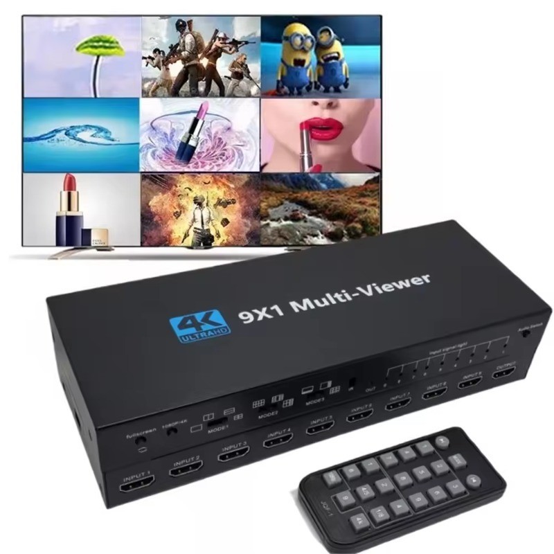 Jual 9x1 HDMI Multi-viewer Switcher Seamless 4K HDMI 9way 9 Screen Real ...