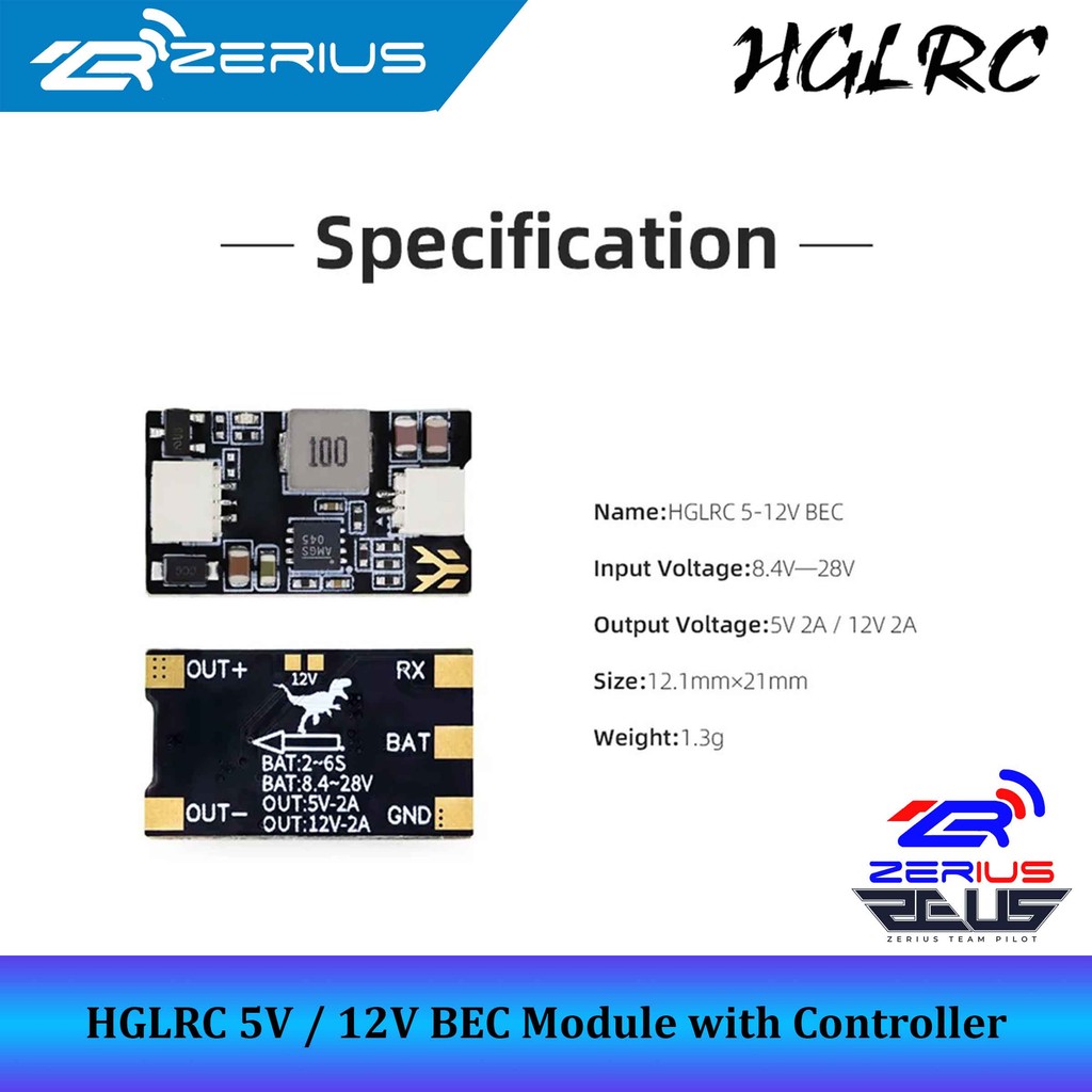 Jual HGLRC 5V / 12V BEC Module with Uart Controller, Uart on off Switch ...