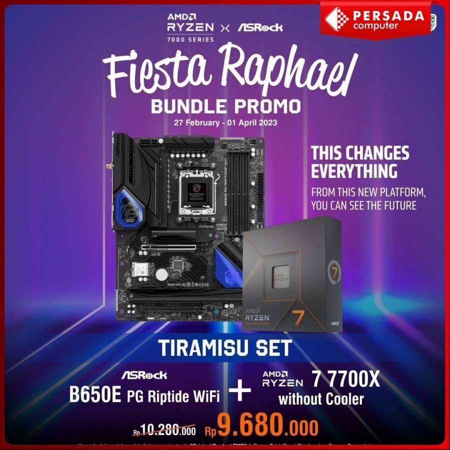 Jual Asrock B650E PG Riptide WiFi AM5 DDR5 + Processor AMD Ryzen 7 ...