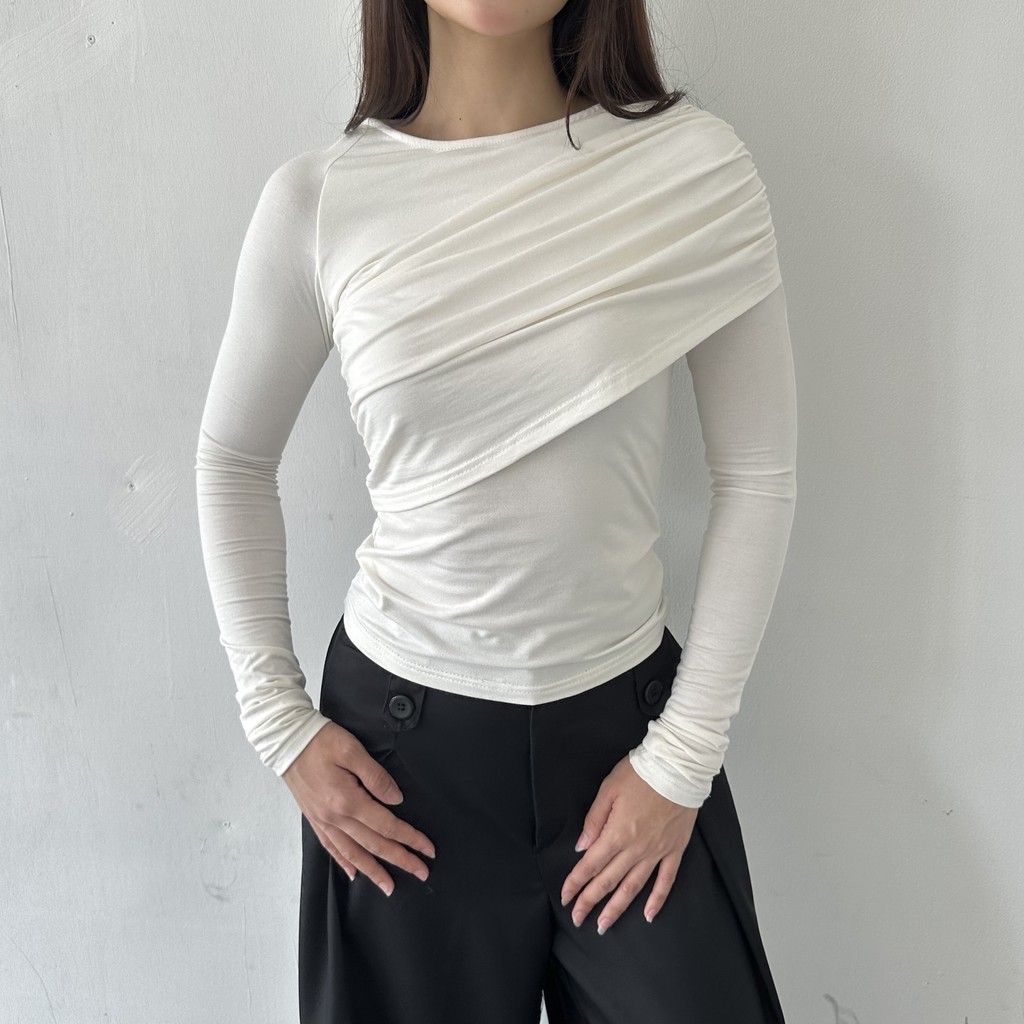 PEGGY TOP - Atasan Wanita Lengan Panjang Kaos Korean Top Basic Baju Summer Knit Rib Long Short Sleeve Posha