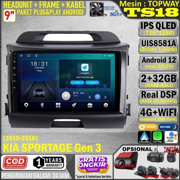 Jual Paket Headunit Android 9 Inch Frame Soket Pnp Kia Sportage Gen 