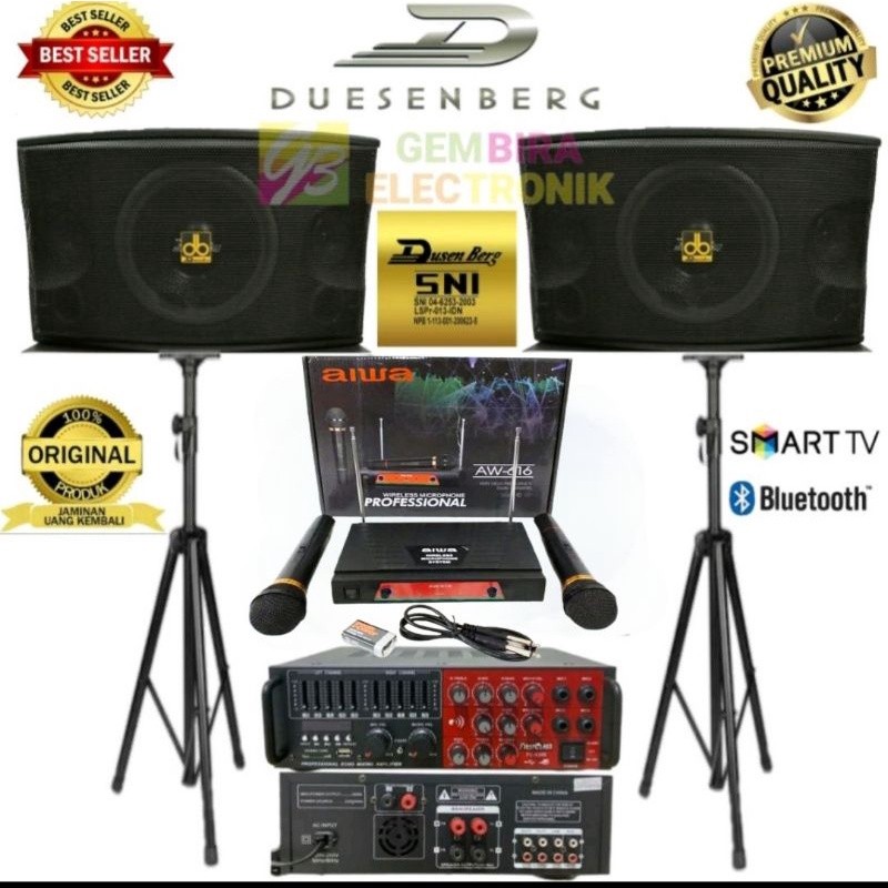 Jual Paket speaker karaoke dusenberg 10 inch ampli mixer Bluetooth
