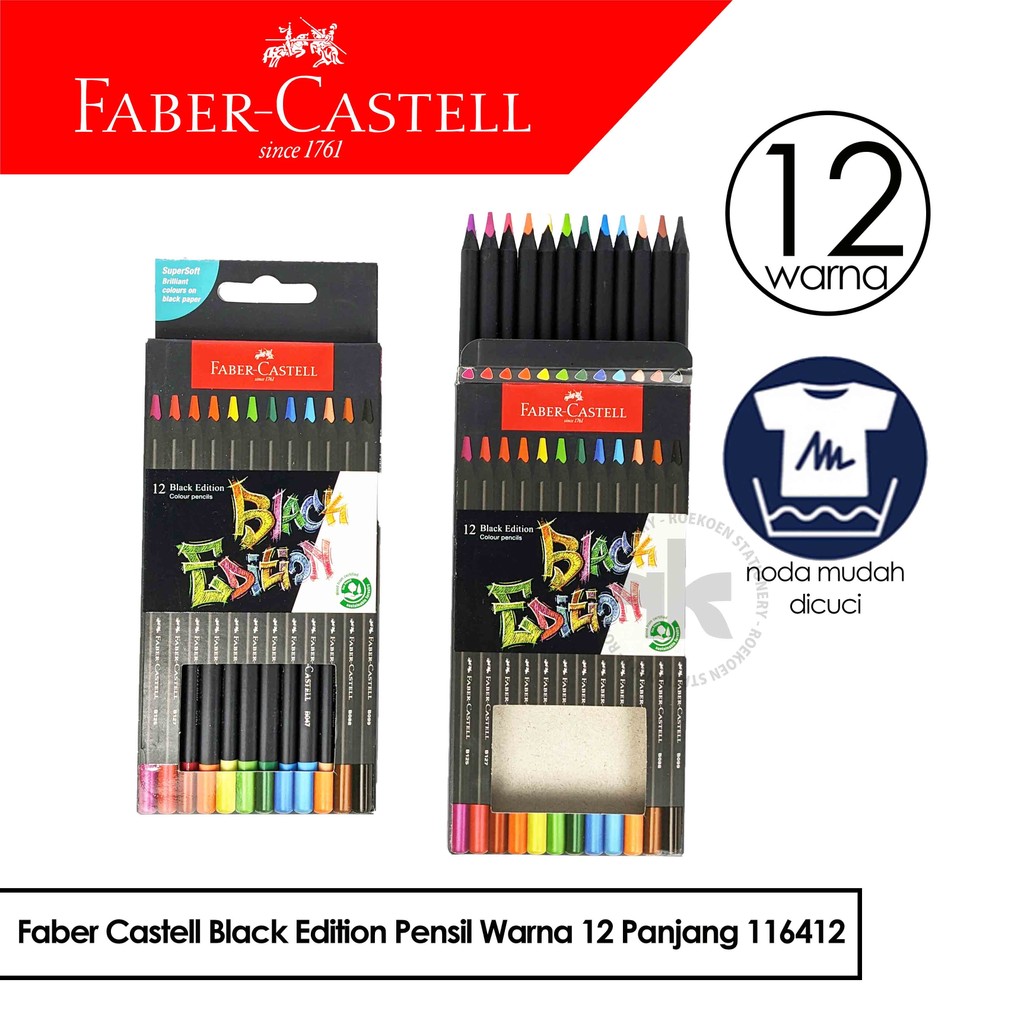 Faber-Castell Matite Colorate Black Edition - Set Da 12, Mina Resistente, Ergonomiche, Per Carta Chiara E Scura - Foto 14