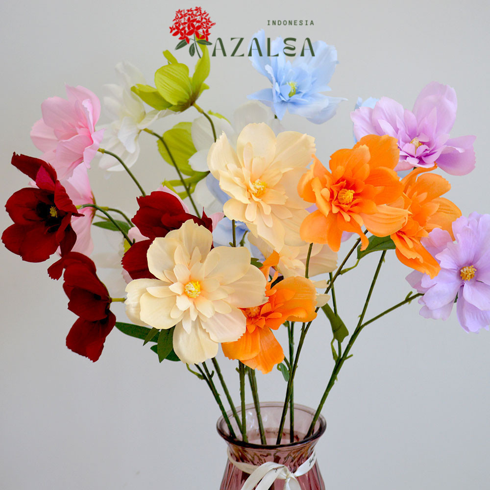 Jual AZALEA - C06 GESANG 65cm Artificial Bunga Mawar 3 Cabang 3 Kuntum ...