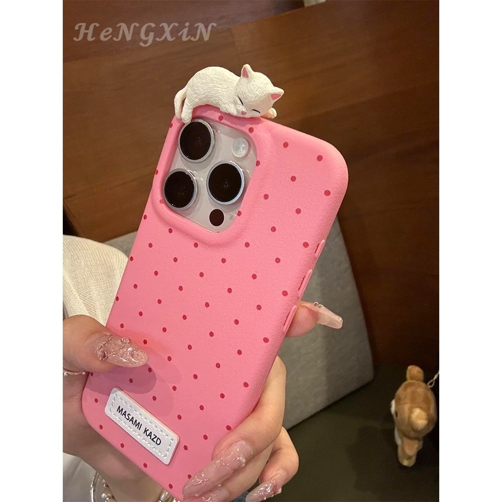 Jual Wave Point Creative Cute 3D Cat Suitable for Apple 17ProMAX Phone Case  16 Pro Female New 14/13 Leather 16 Niche 15 ProMAX Anti Drop 14 Pro  Protective Cover | Shopee Indonesia