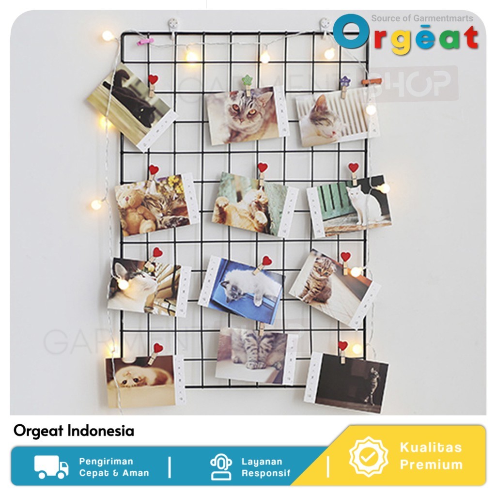 Jual Hiasan Dinding Kamar Wire Grid Mesh Wall Rak Gantung Dinding Besi ...